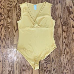 H&M mustard yellow v-neck bodysuit